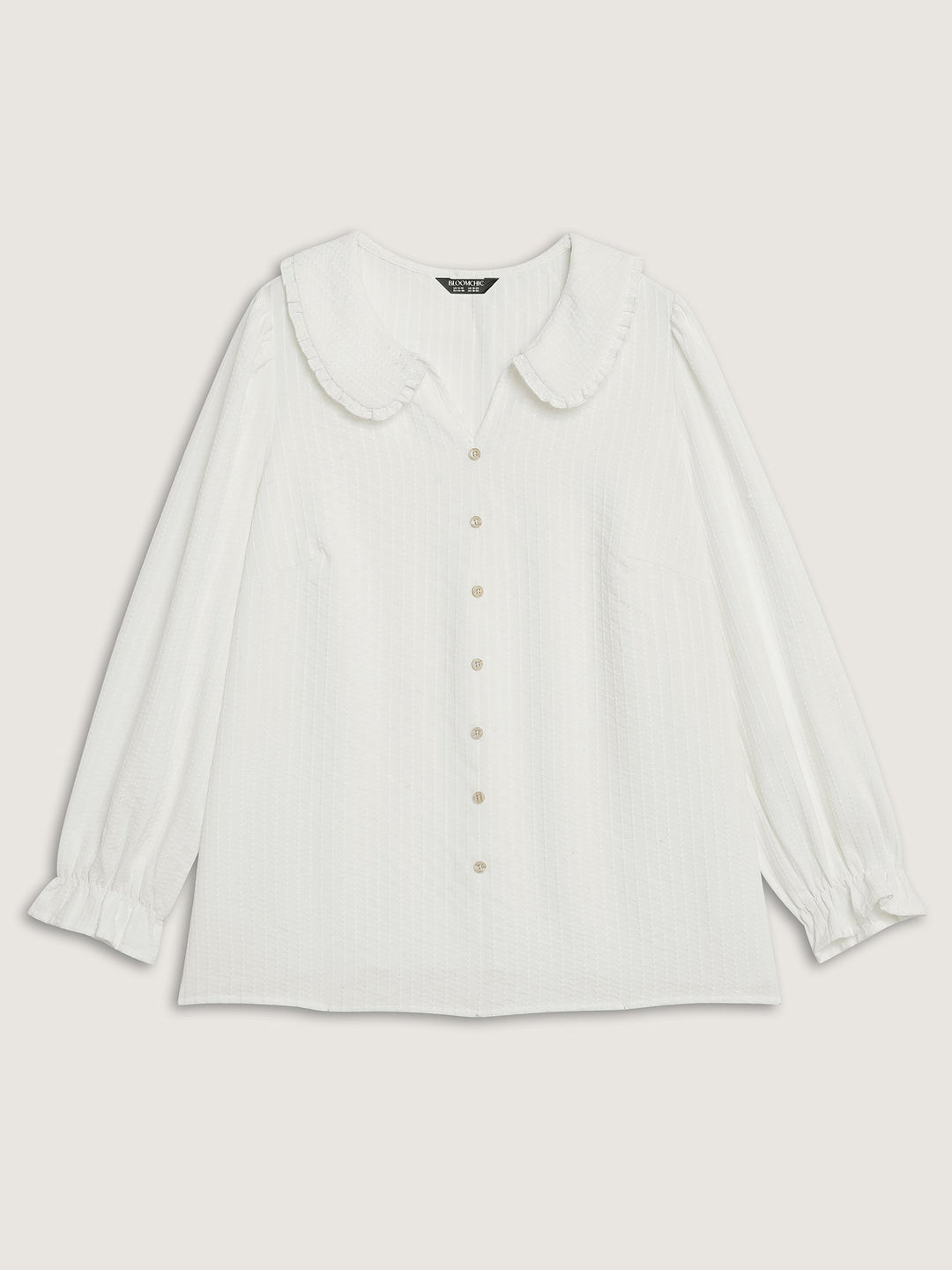 Textured Doll-Collar Button Detail Blouse