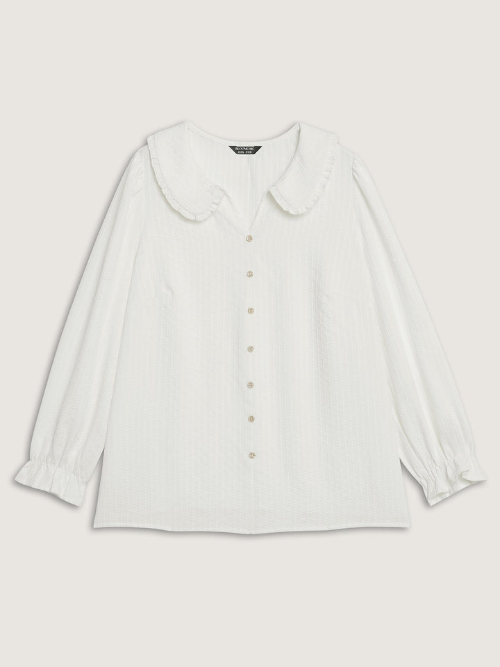 Textured Doll-Collar Button Detail Blouse