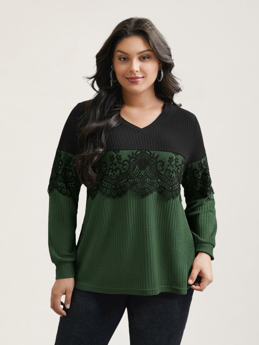 Crochet Lace Mesh Contrast Patchwork Top