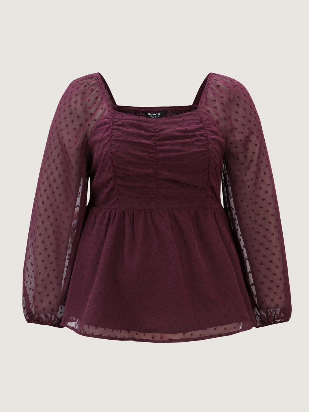 Ruched Textured Shirred Back Blouse