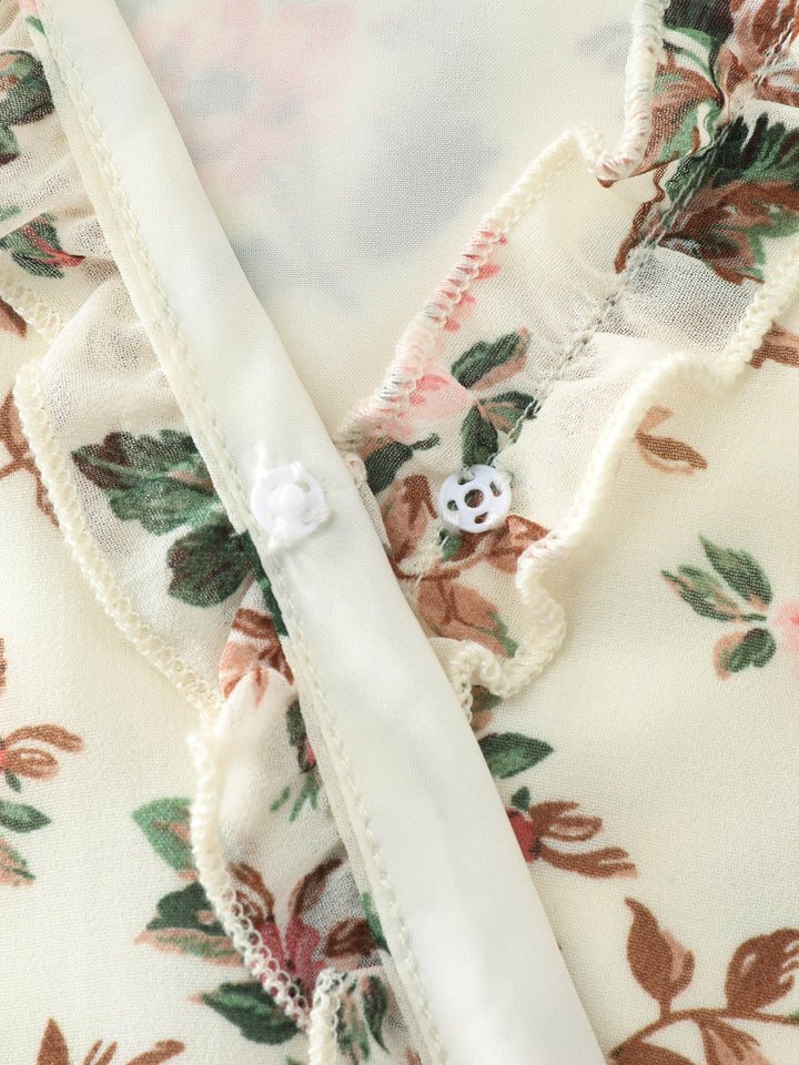 Floral Print Shirred Hem Blouse