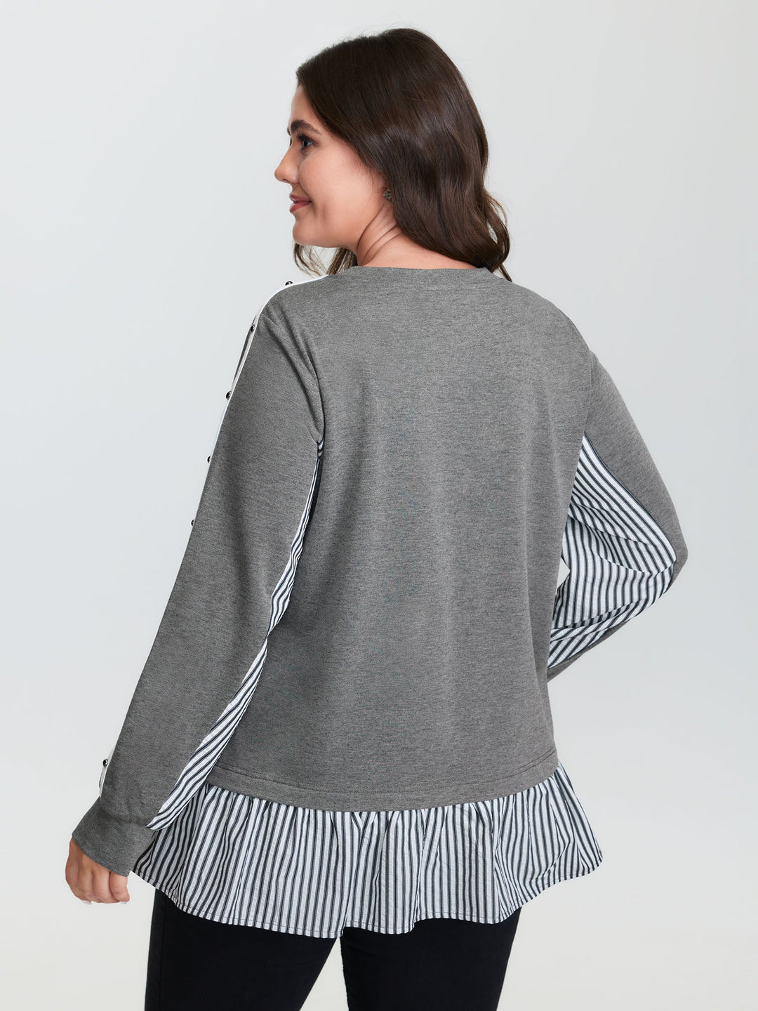 Supersoft Rivets Layered Color Contrast Sweatshirt