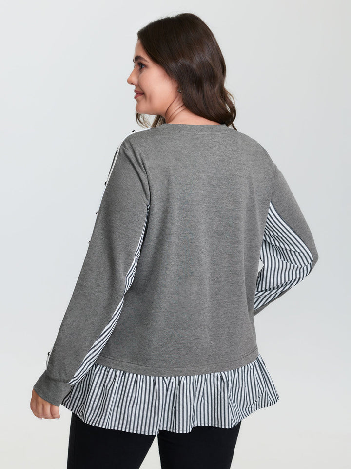 Supersoft Rivets Layered Color Contrast Sweatshirt