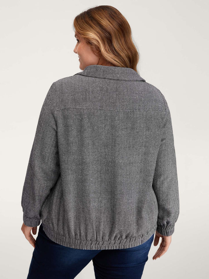 Ribbed Texture Chest Flaps Zipper Jacket