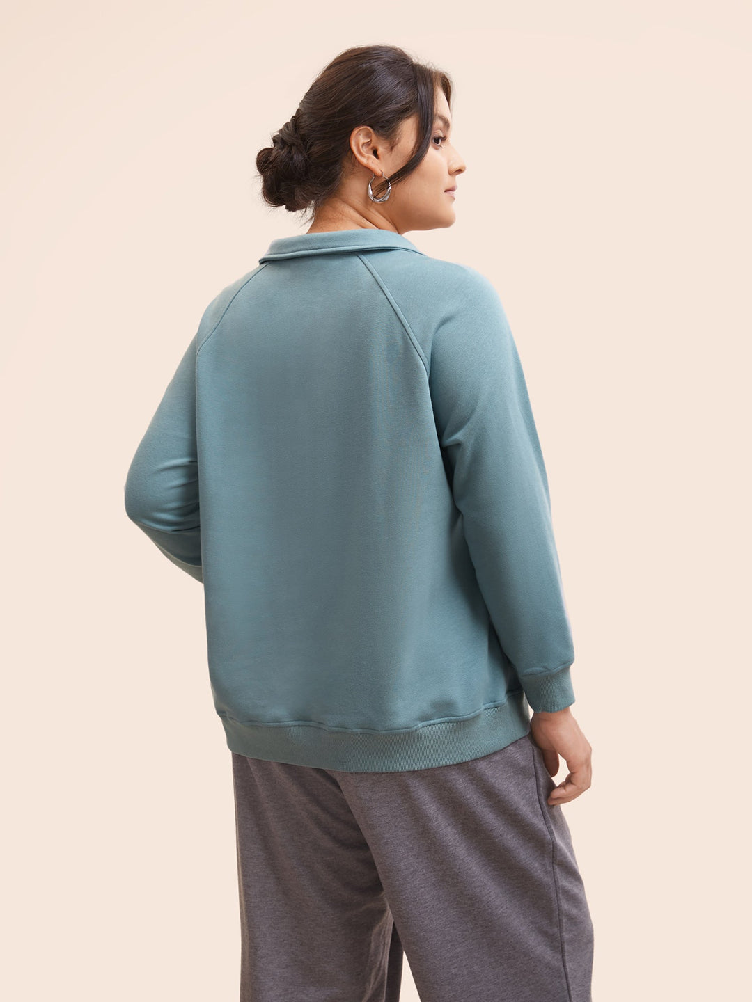 Textured Half Zip Patchwork Sweatshirt