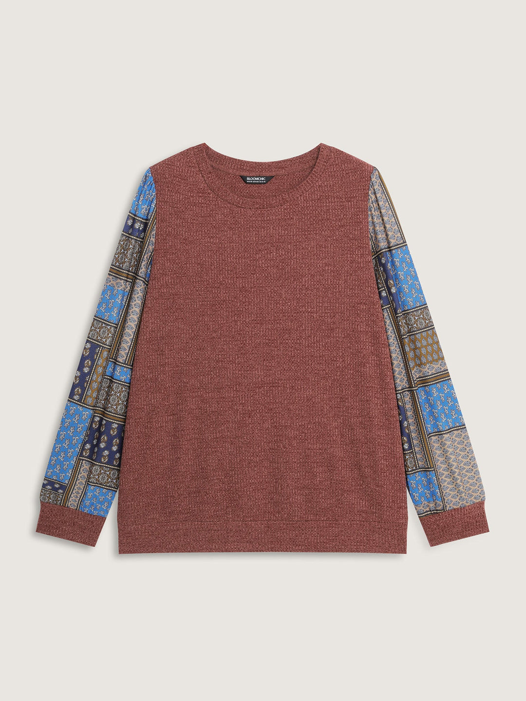 Cozy Collage Print Sleeve Contrast Sweatshirt