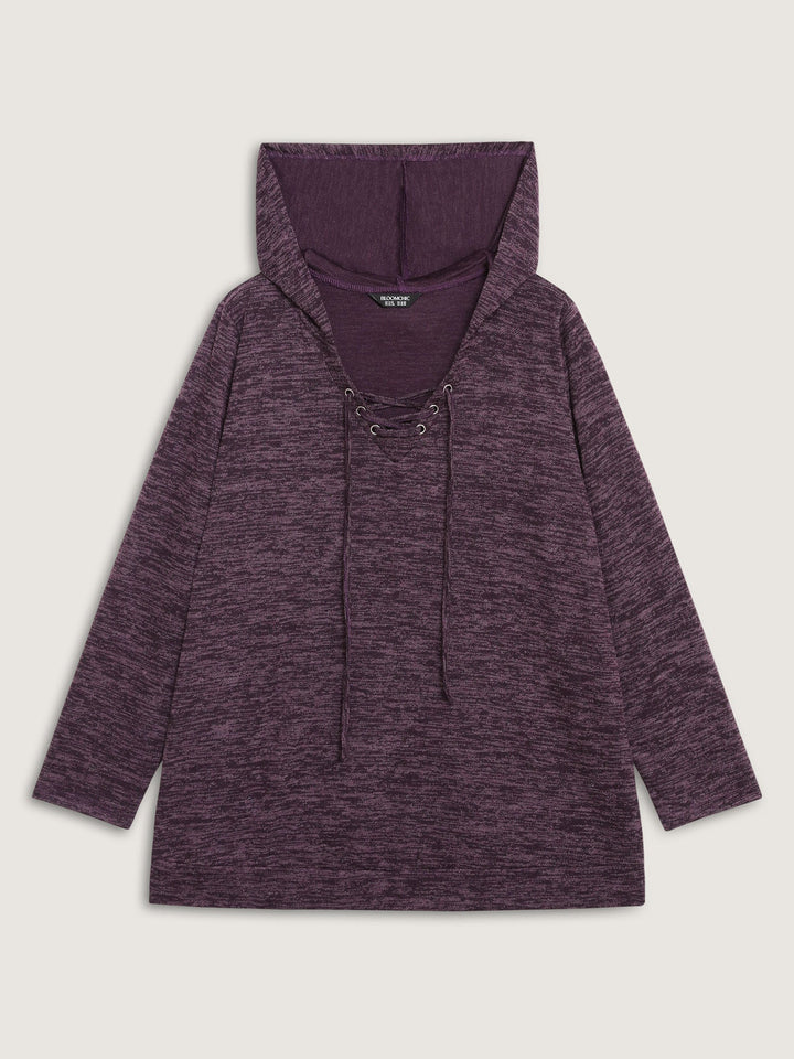 Heather Neck Cross-Tie Hoodie
