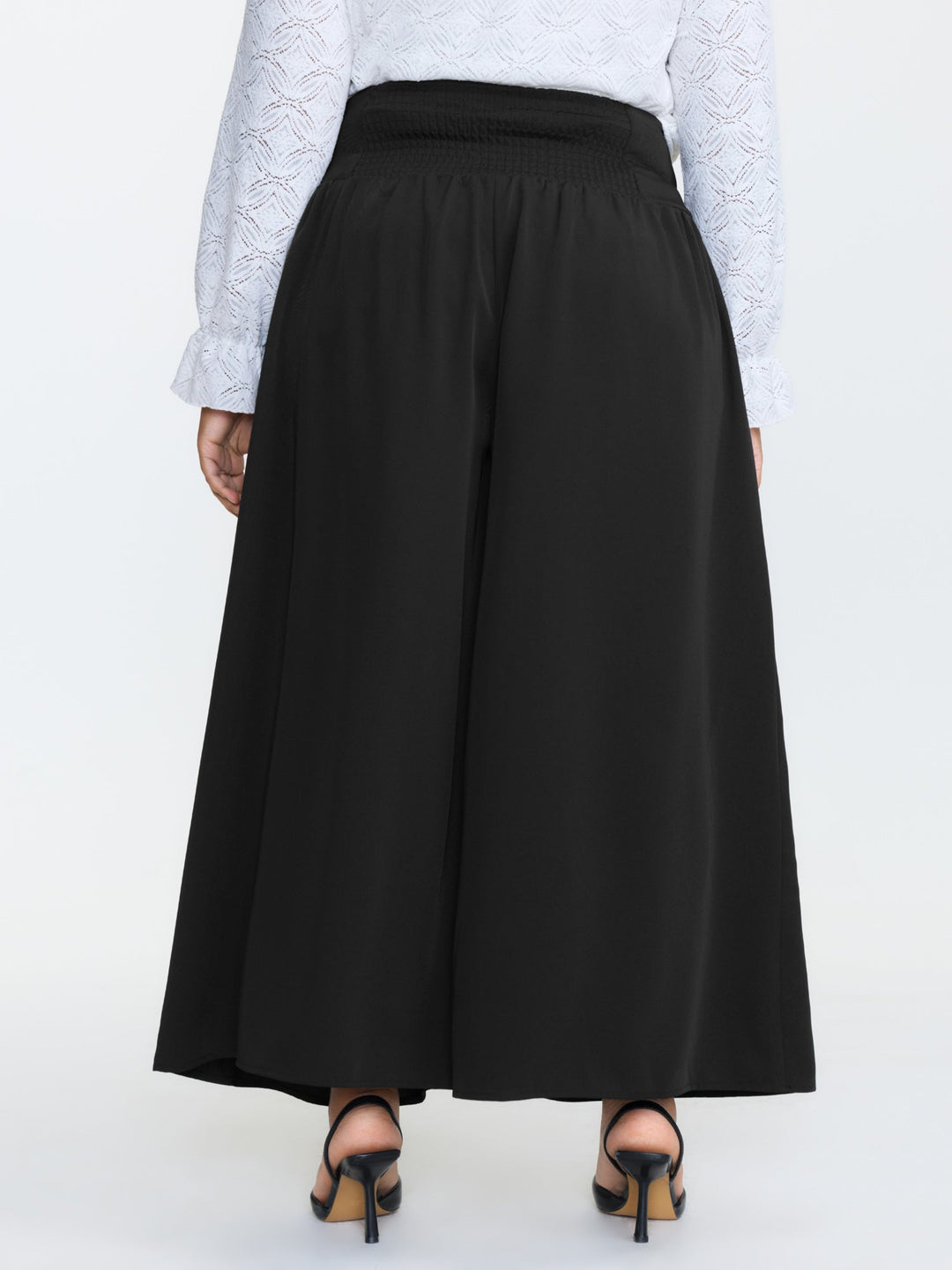 Wide Shirred Waistband Pockets Pants