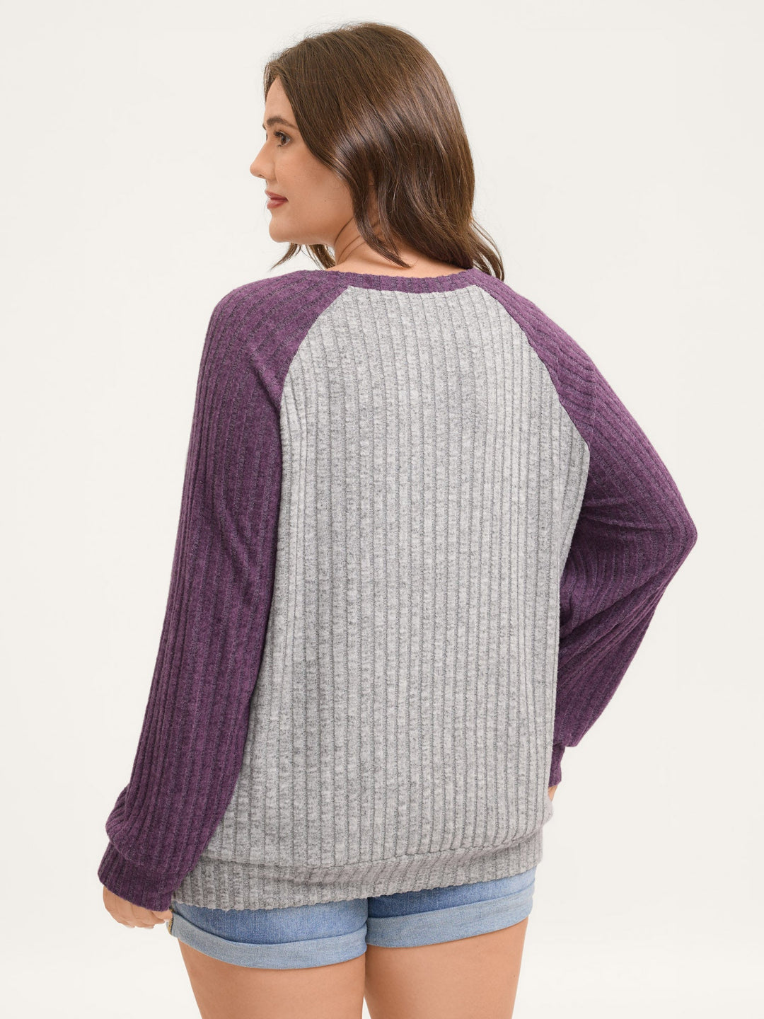 Heather Textured Color Contrast Sweatshirt