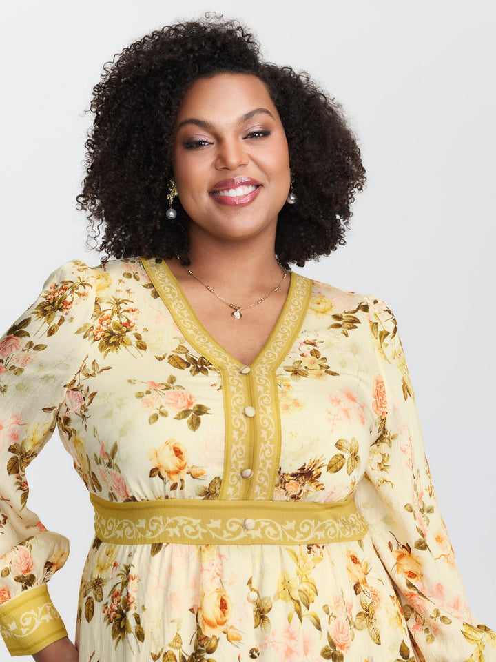 Sunkissed Floral Color Contrast Midi Dress