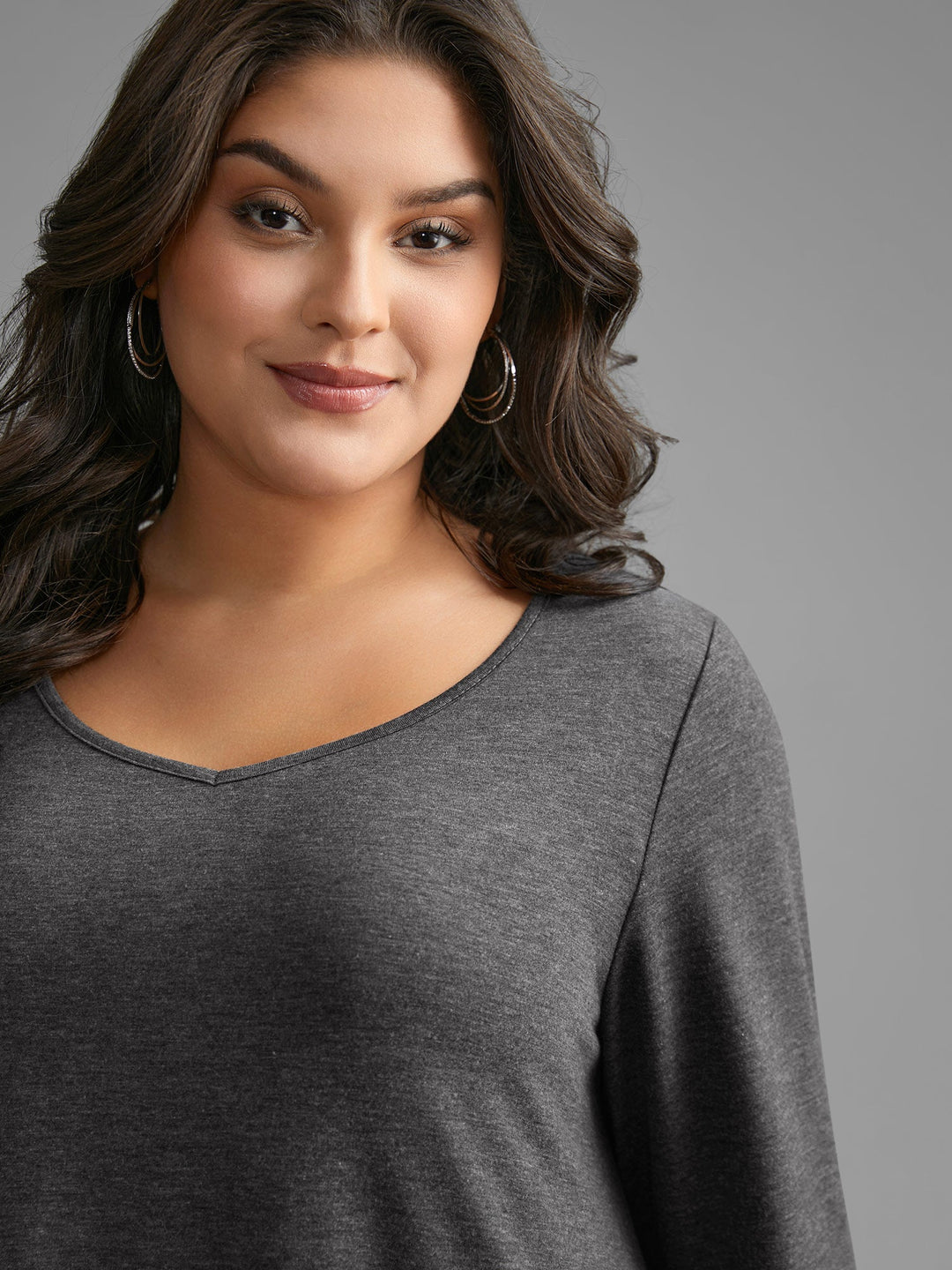 V Neck Lace Panel Jersey Top