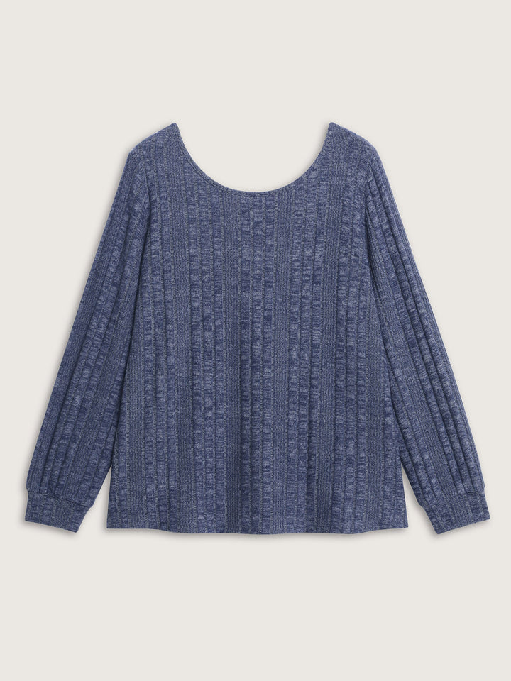 Textured Lace Trim Cut-Out Back Sweatshirt