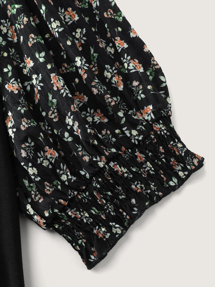 2-in-1 Floral Print Knit Top