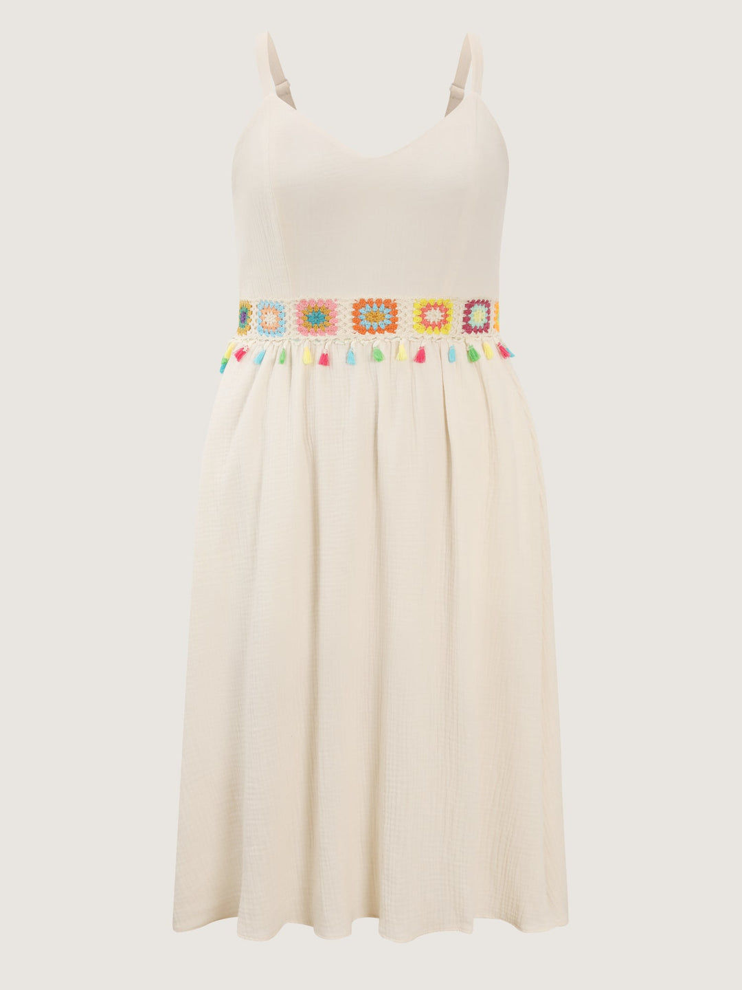 Pure Cotton Colorful Webbed Midi Dress