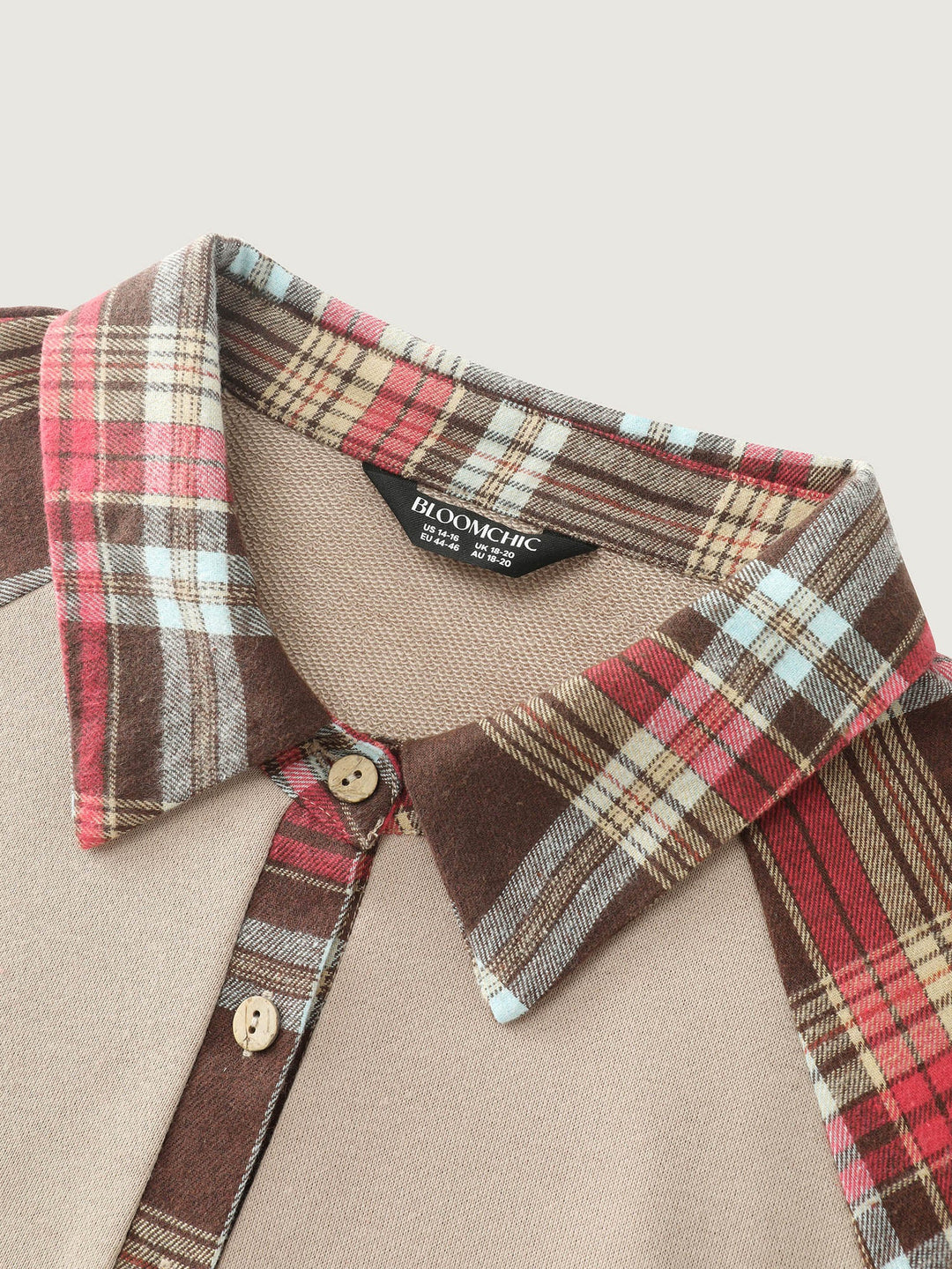 Polo Collar Plaid Contrast Half-Placket Sweatshirt