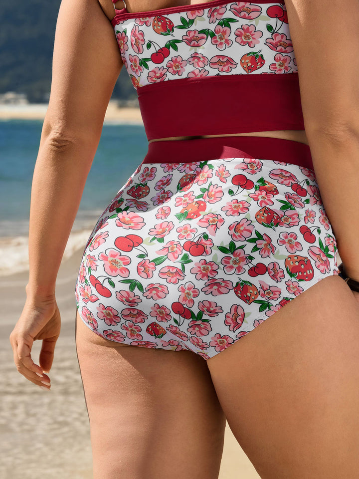 Floral Print Full-Hip Coverage Swim Bottoms