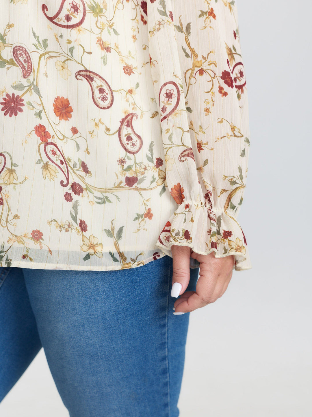 Floral Print Toothpick Pleats Blouse