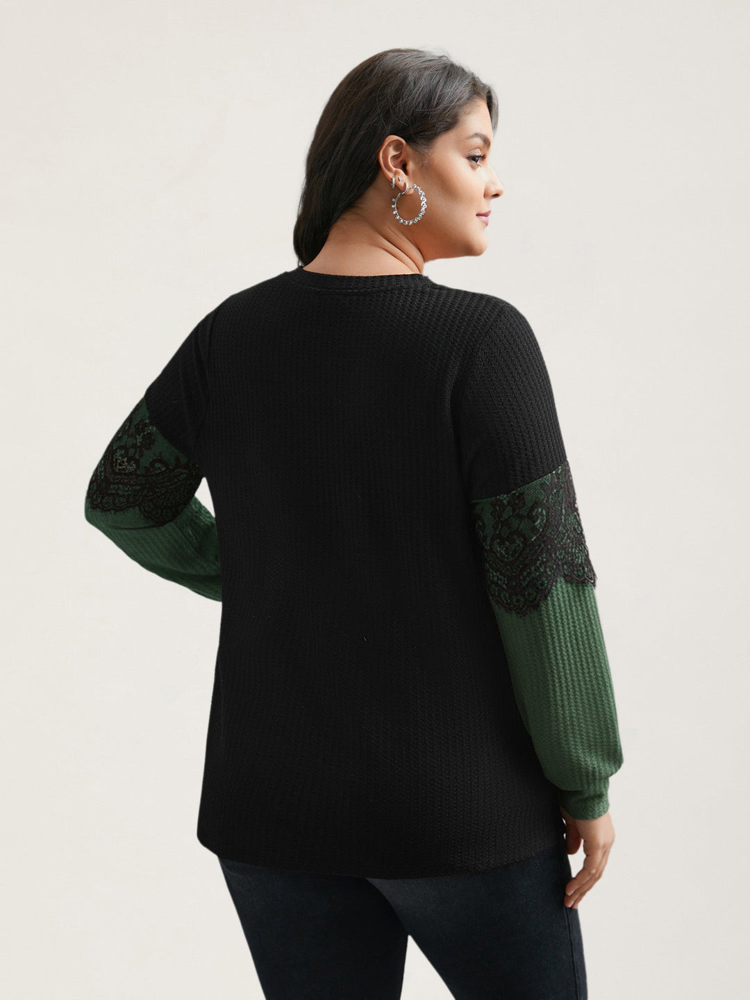 Crochet Lace Mesh Contrast Patchwork Top