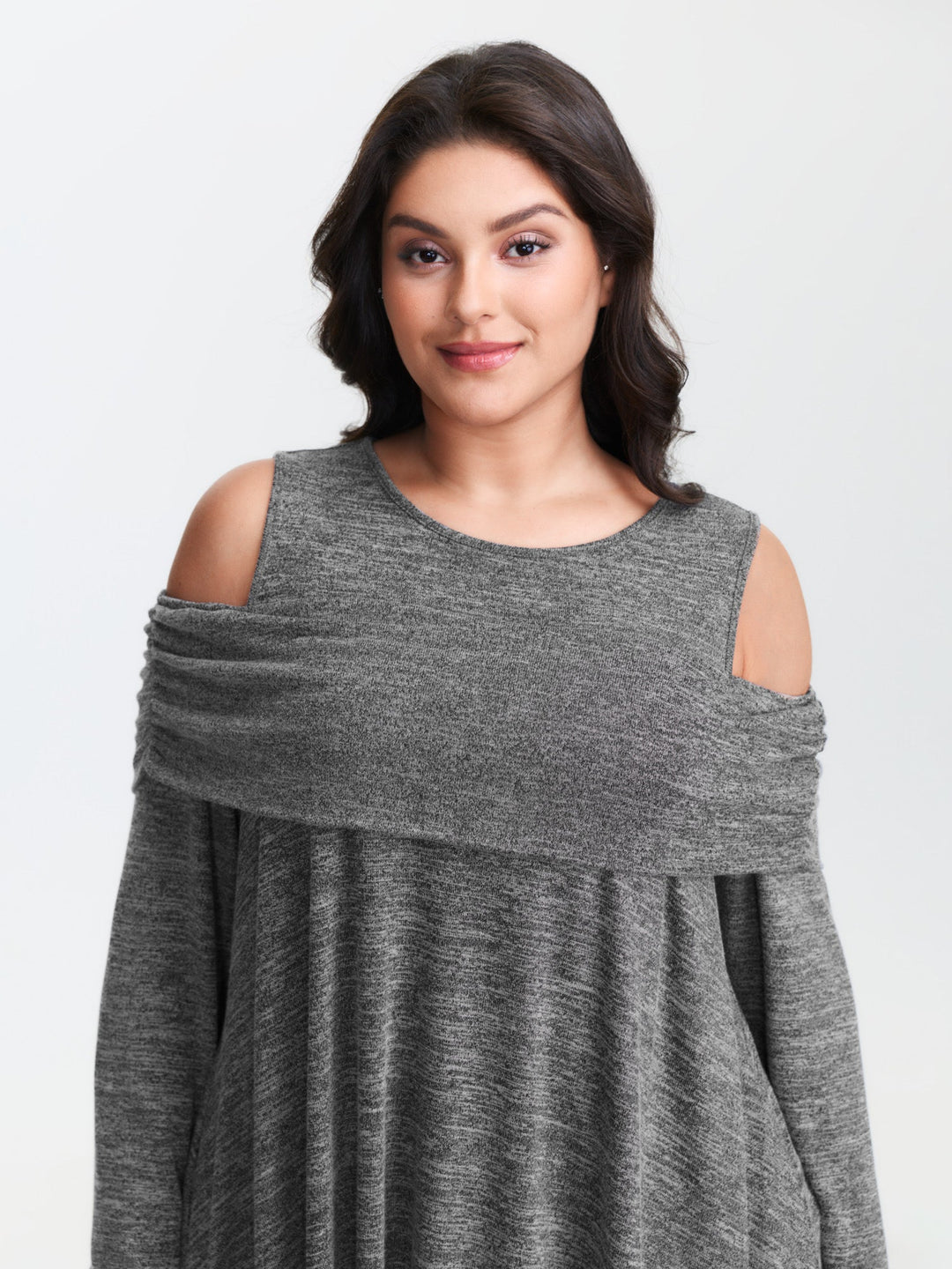 Supersoft Off-Shoulder Pleated Asymmetrical Hem Top