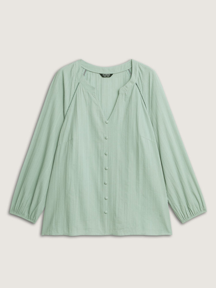 Pure Cotton Webbing Cut-Out Blouse
