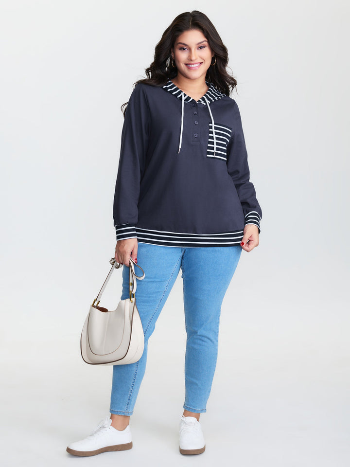 Pure Cotton Color Contrast Hoodie