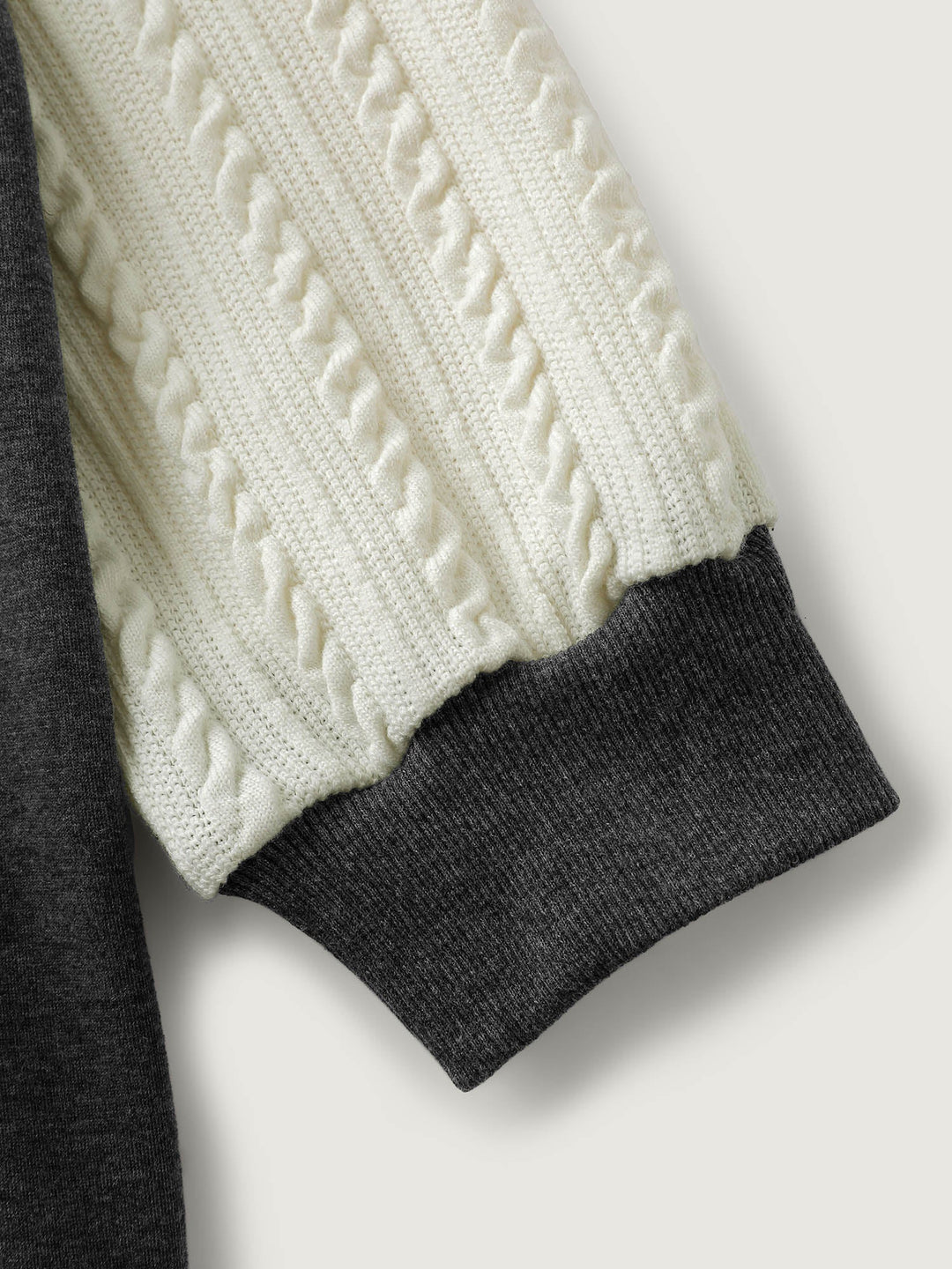 Textured Contrast Drop Shoulder Sweatshirt