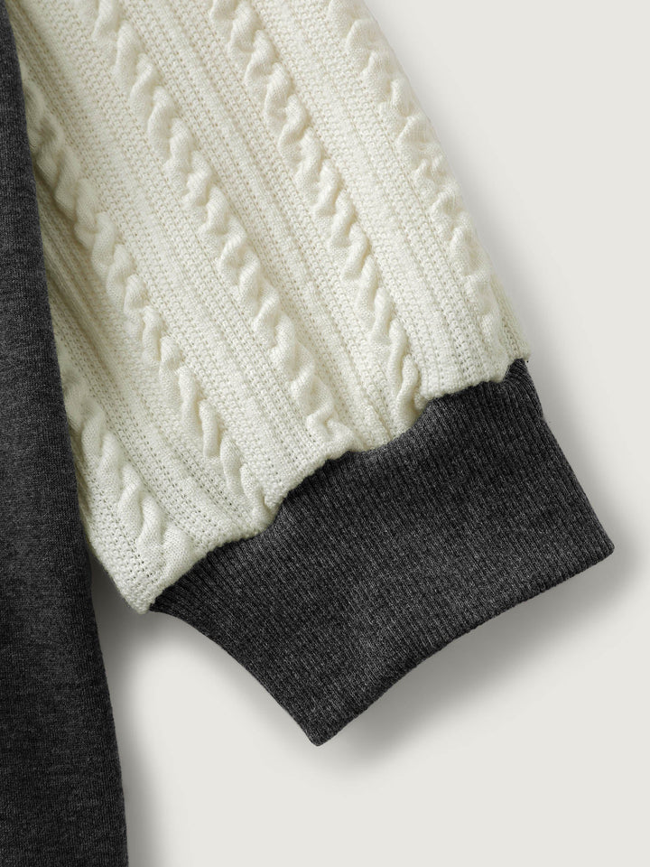 Textured Contrast Drop Shoulder Sweatshirt