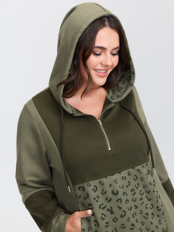 Leopard Print Colorblock Hoodie