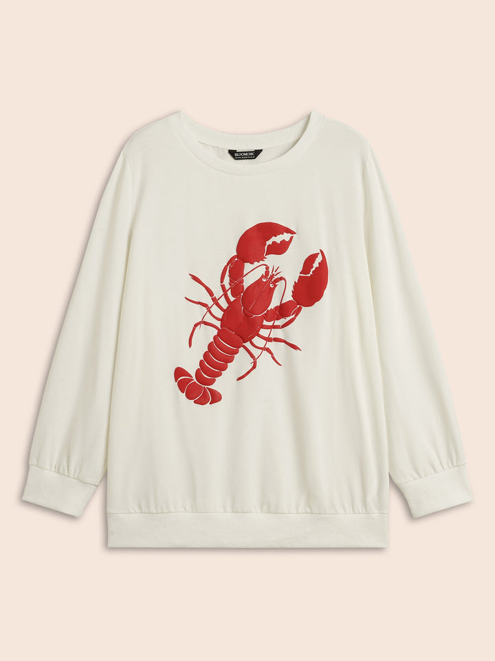 Lobster Pattern Round Neck Sweatshirt