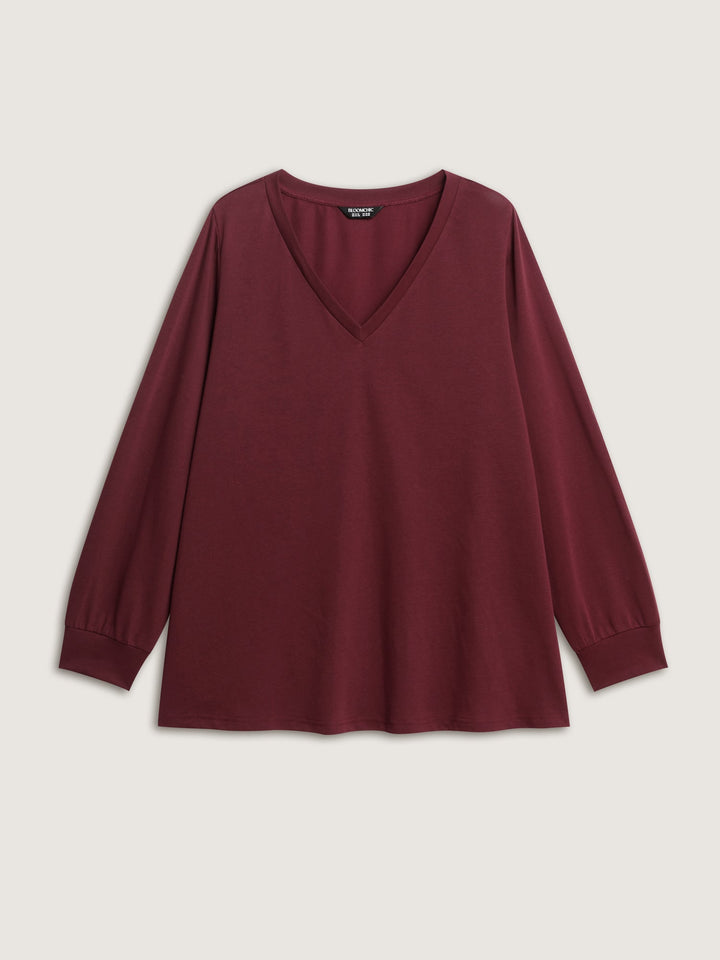 Gingham Heart Patch V-Neck Sweatshirt