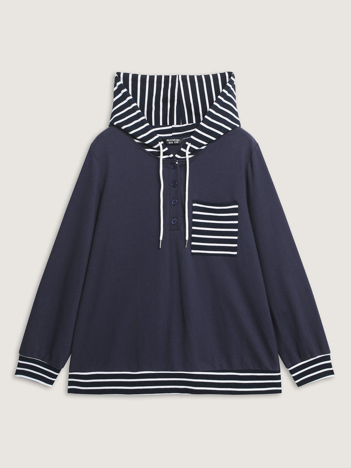 Pure Cotton Color Contrast Hoodie