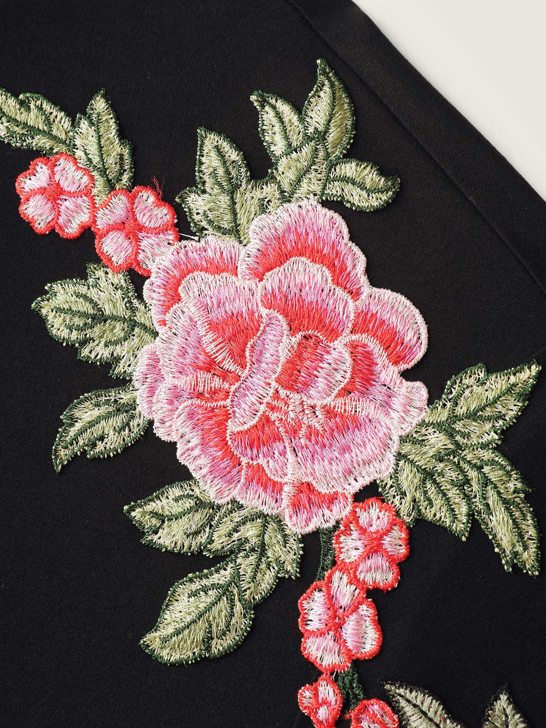Rosy Embroidered Puffy Sleeve Sweatshirt