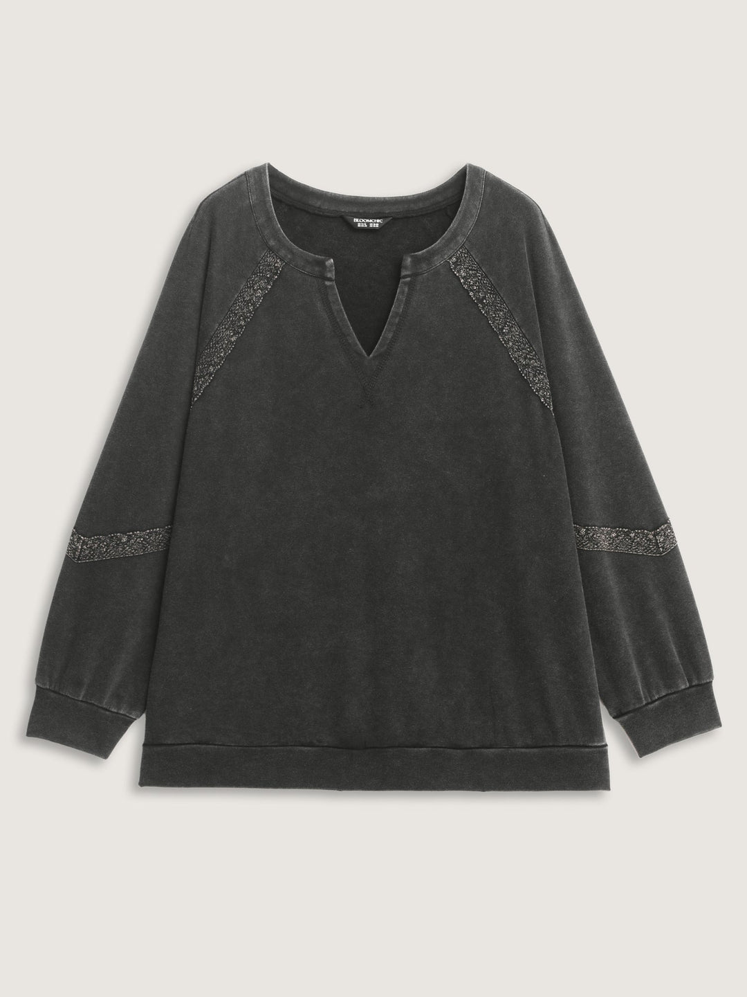 Pure Cotton Vintage Lace Trim Sweatshirt