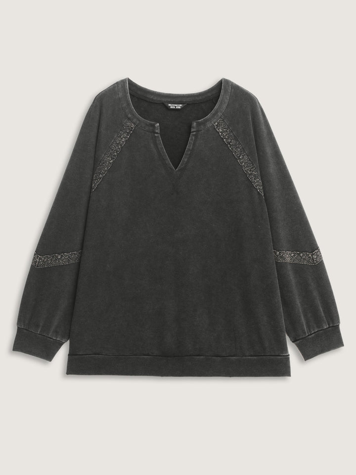 Pure Cotton Vintage Lace Trim Sweatshirt