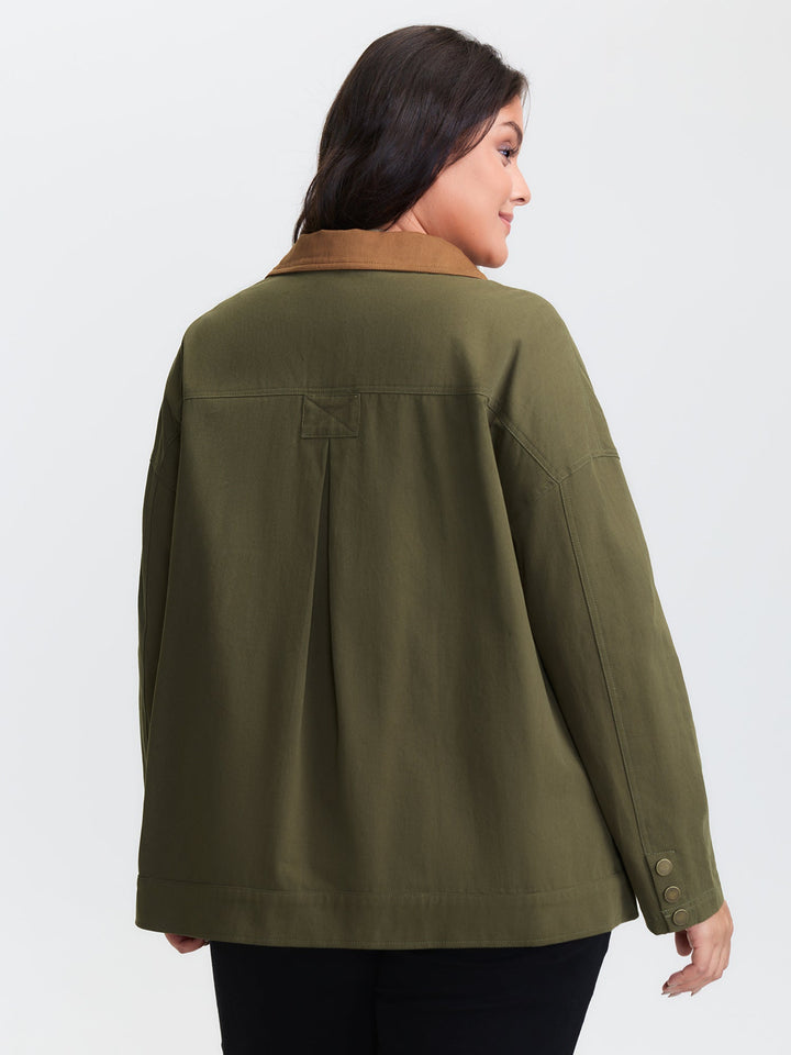 Pure Cotton Color Contrast Button Jacket