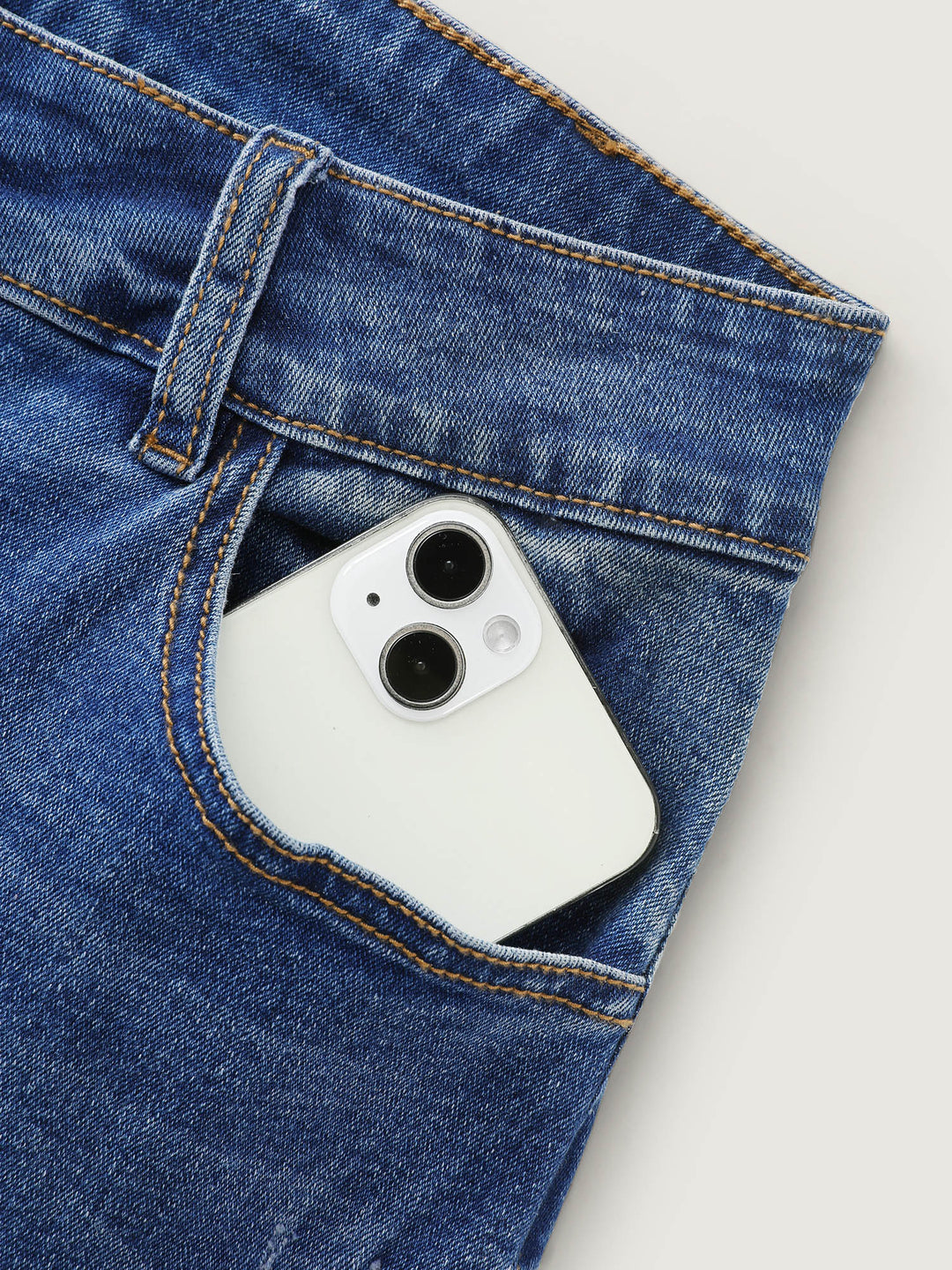 Stretchy Mid-Rise Straight-Leg Jeans