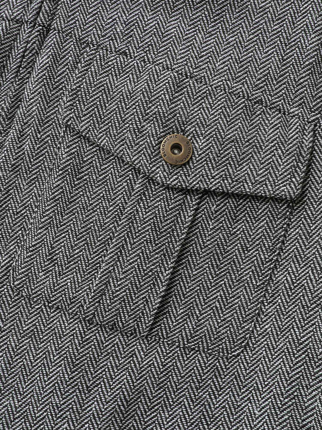 Ribbed Texture Chest Flaps Zipper Jacket