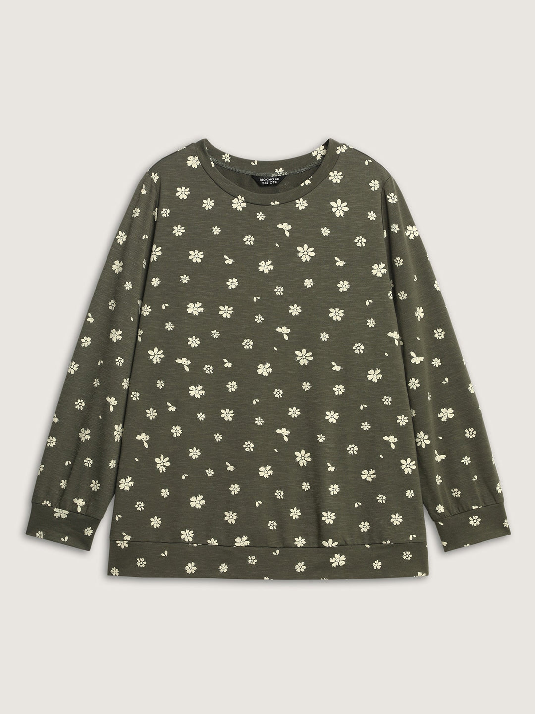 Floral Stretchy Textured Printed Sweatshirt
