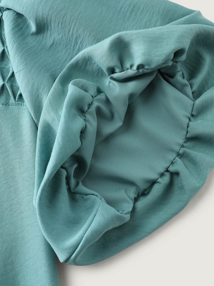 Shirred Handmade Detail Bubble Sleeve Blouse