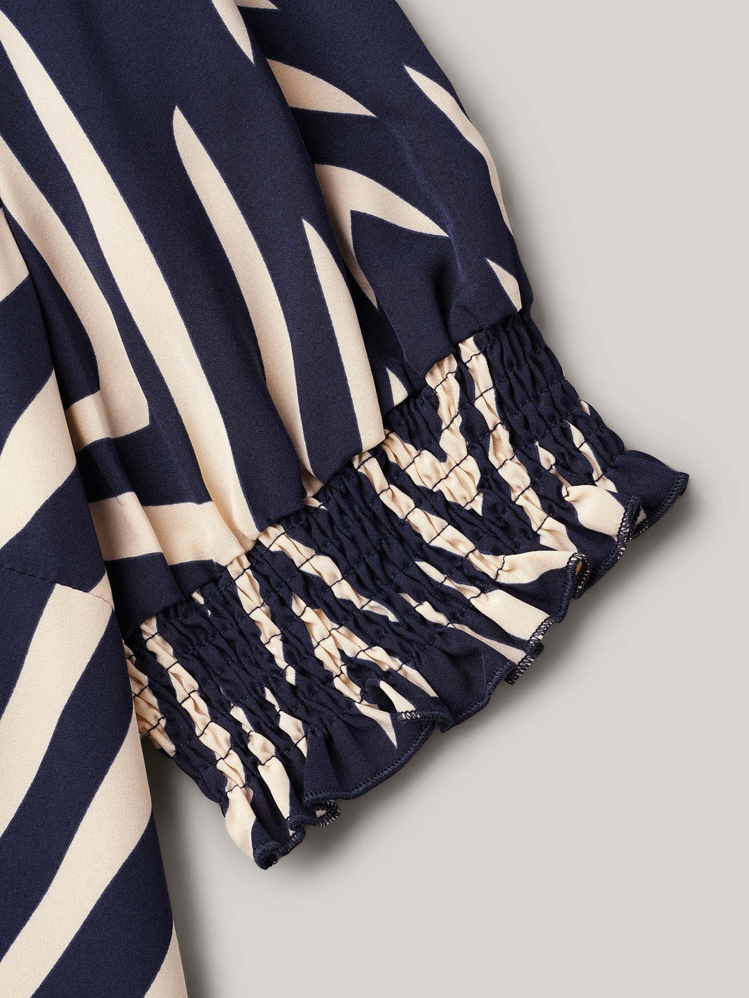 Geometric Print Ruffled Shirred Shirt