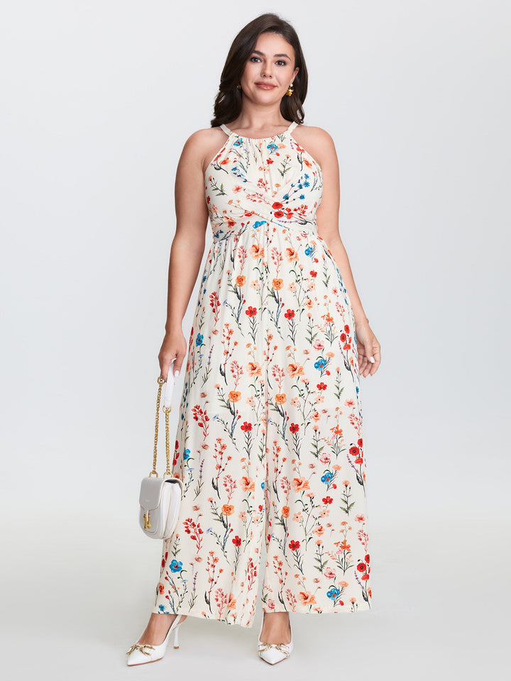 Blooming Florals Waist-Tie Jumpsuit