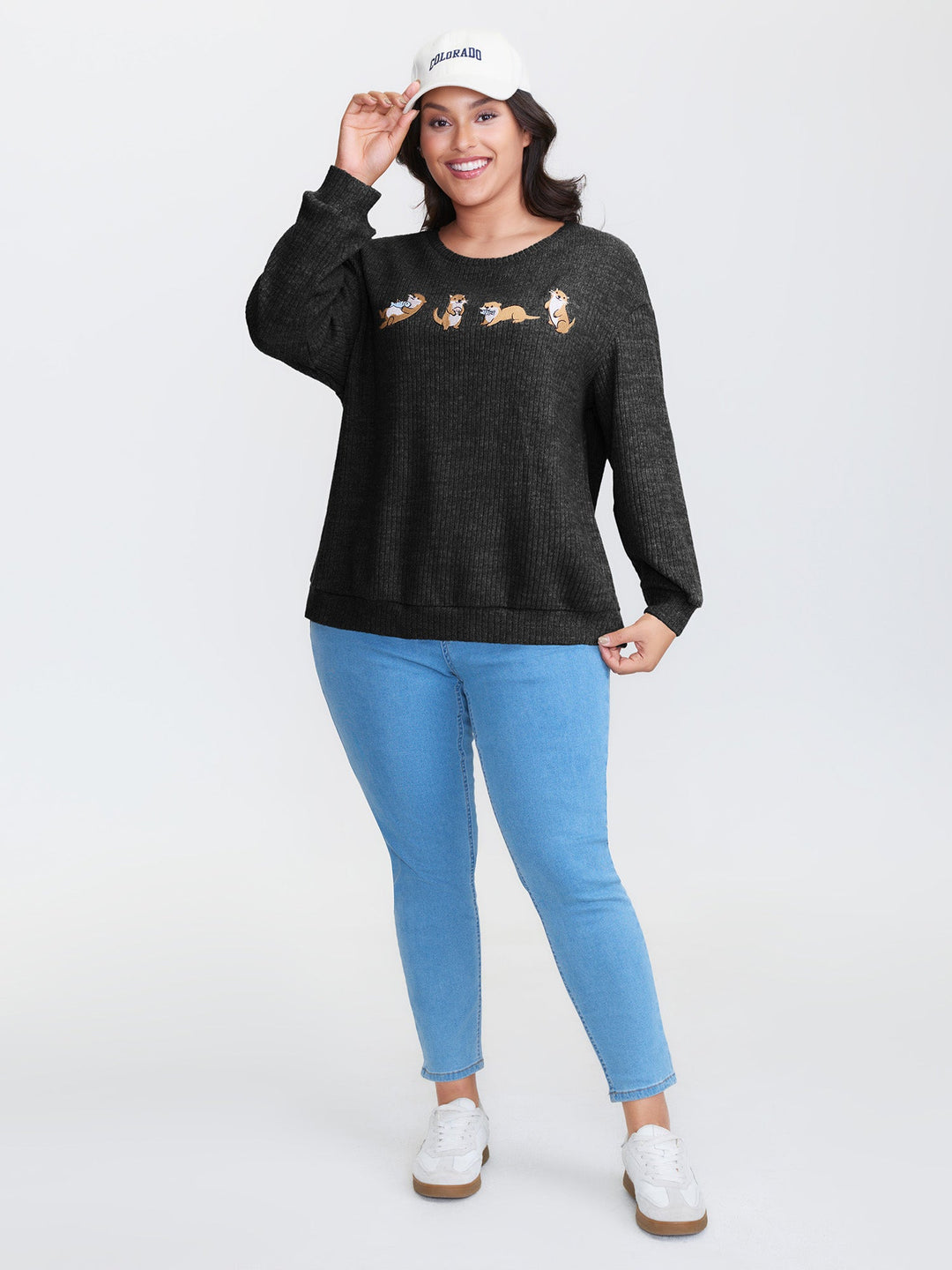 Happy Otter Embroidered Sweatshirt