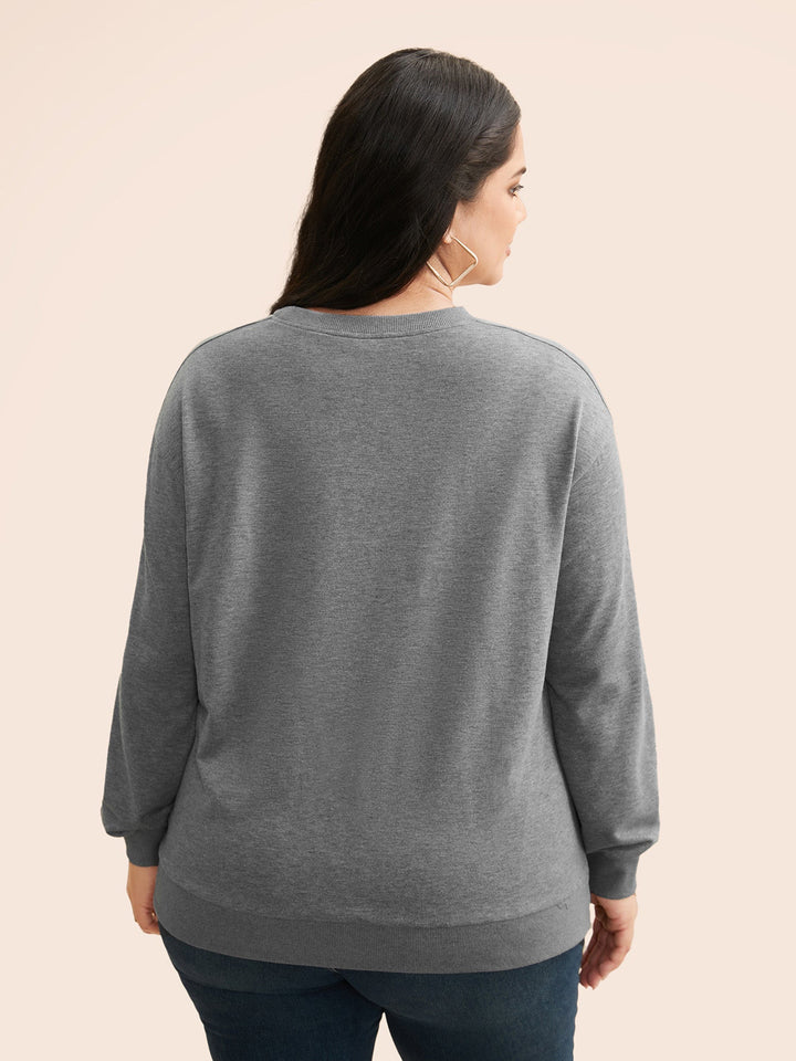 Round Neck Stitch Slightly Stretchy Sweatshirt