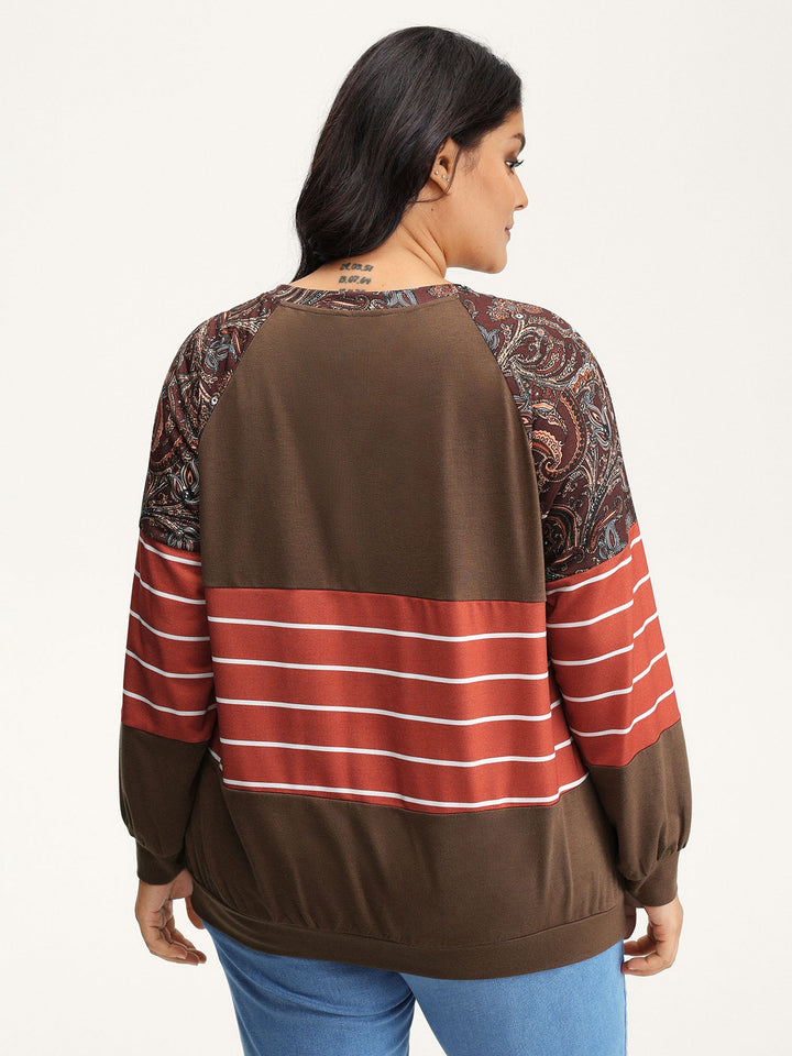 Supersoft Colorblock Paisley Print Sweatshirt