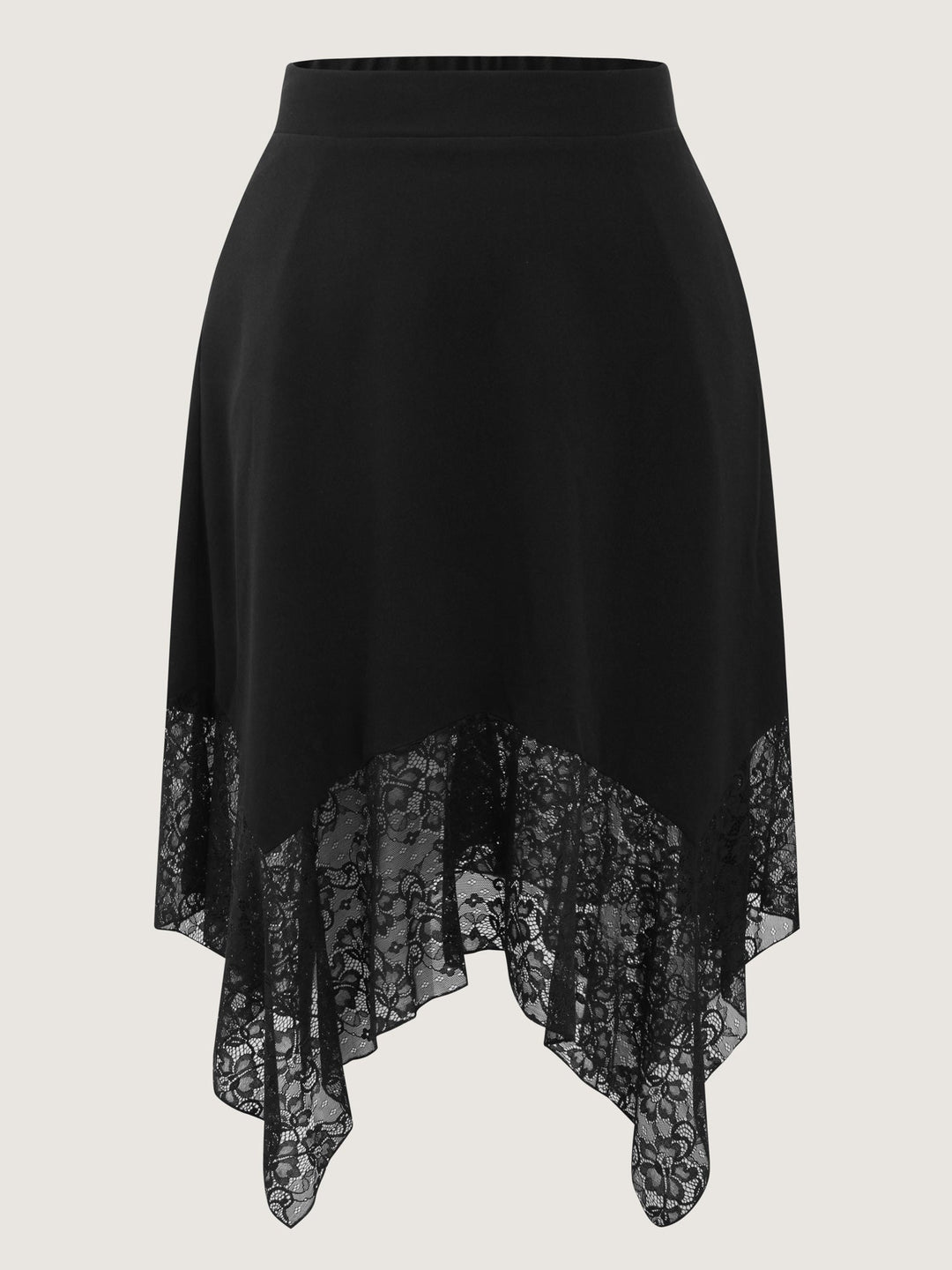 Sheer Lace Handkerchief Hem Midi Skirt