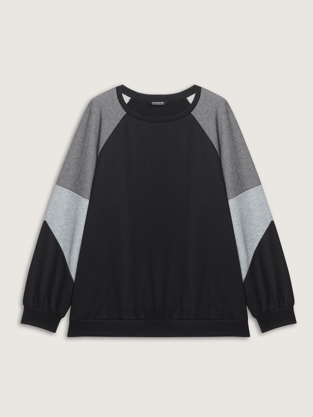 Stretchy Colorblock Round Neck Sweatshirt
