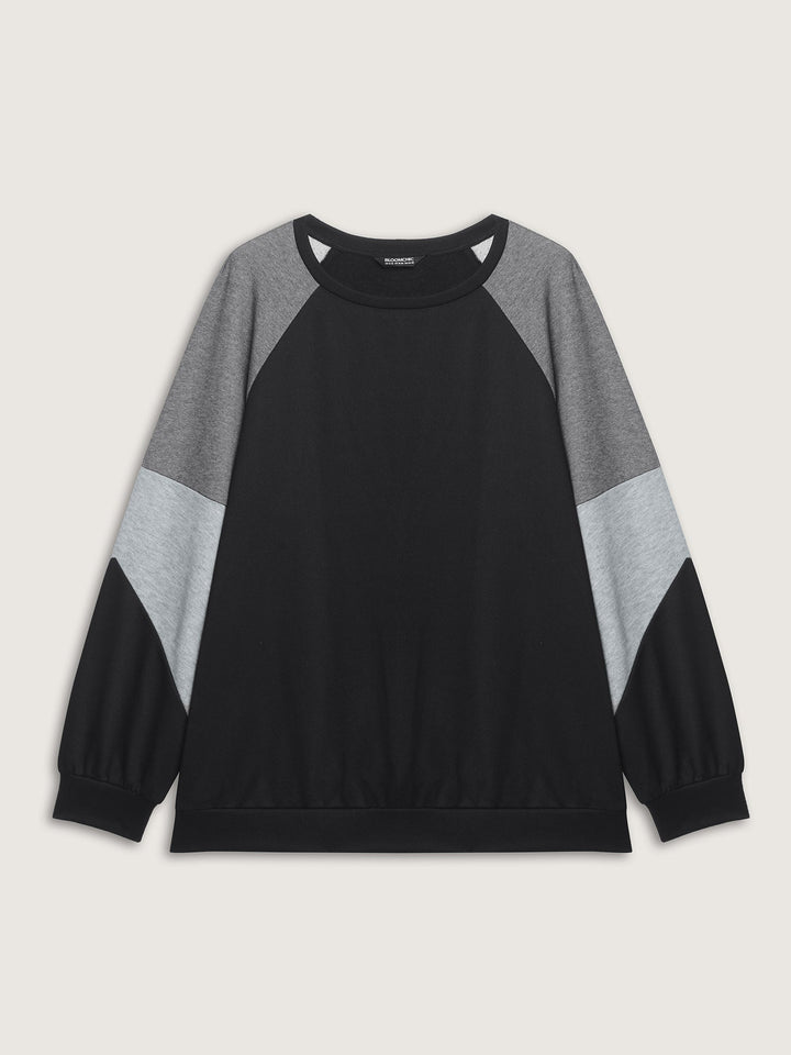Stretchy Colorblock Round Neck Sweatshirt