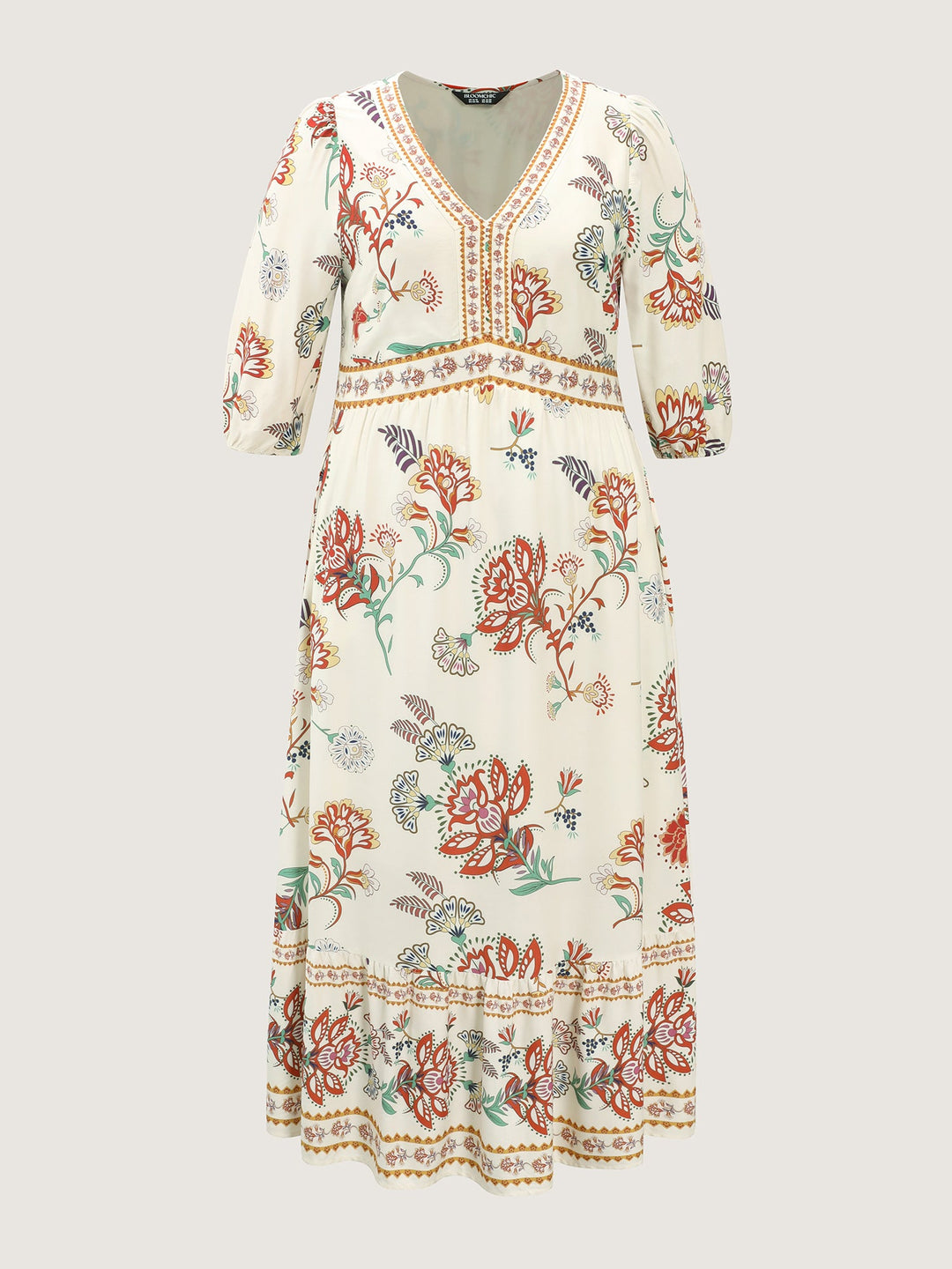 Floral Print V-Neck Flowy Maxi Dress