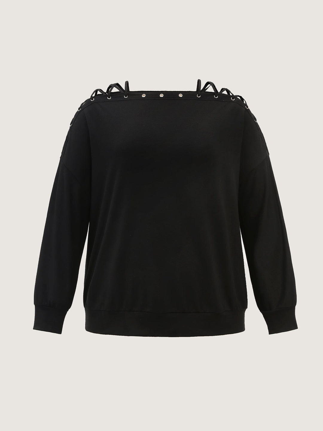 Cut-Out Off-Shoulder Plain Sweatshirt