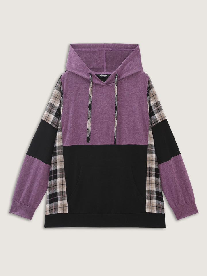 Color Contrast Checkered Hoodie